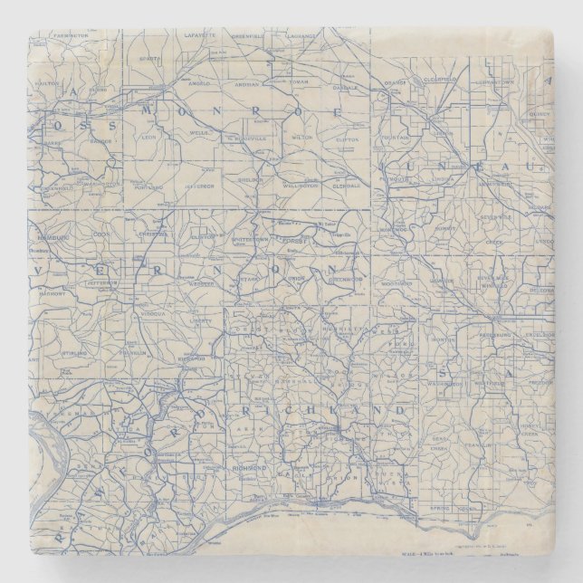 Porta-copo De Pedra Mapa de estradas da bicicleta de Wisconsin (Frente)