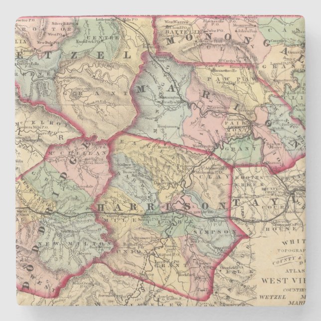 Porta-copo De Pedra Mapa de Winfield, West Virginia (Frente)