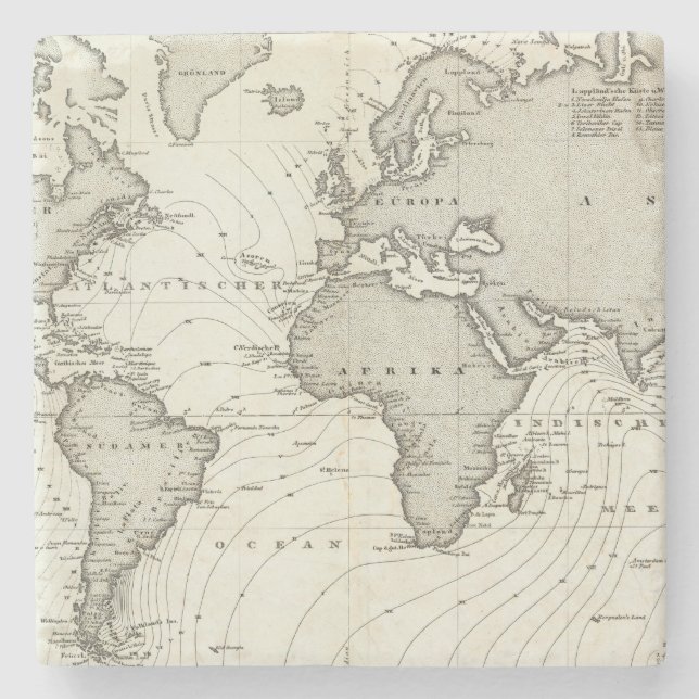 Porta-copo De Pedra mapa do atlas da Maré-onda (Frente)