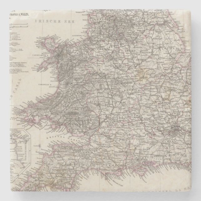 Porta-copo De Pedra Mapa do atlas de Inglaterra (Frente)