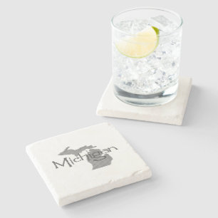 Porta-copo De Pedra Mapa do Michigan - Shapage Vintage Cinza Chalkboar