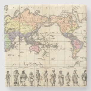 Porta-copo De Pedra Mapa do mundo de estilos da roupa