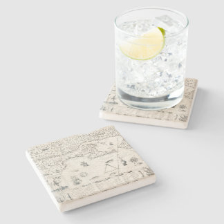 Porta-copo De Pedra Mapa do Mundo Medieval Quebec - Nouvelle - França 