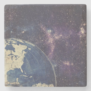 Porta-copo De Pedra Mapa do Mundo Vintage Celestial (1)