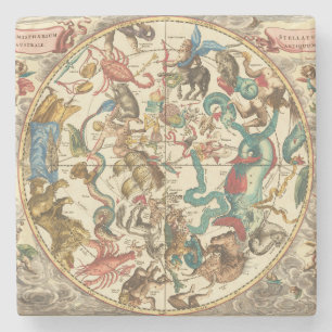 Porta-copo De Pedra Mapa Estelar do Hemisfério Sul Vintage 1660