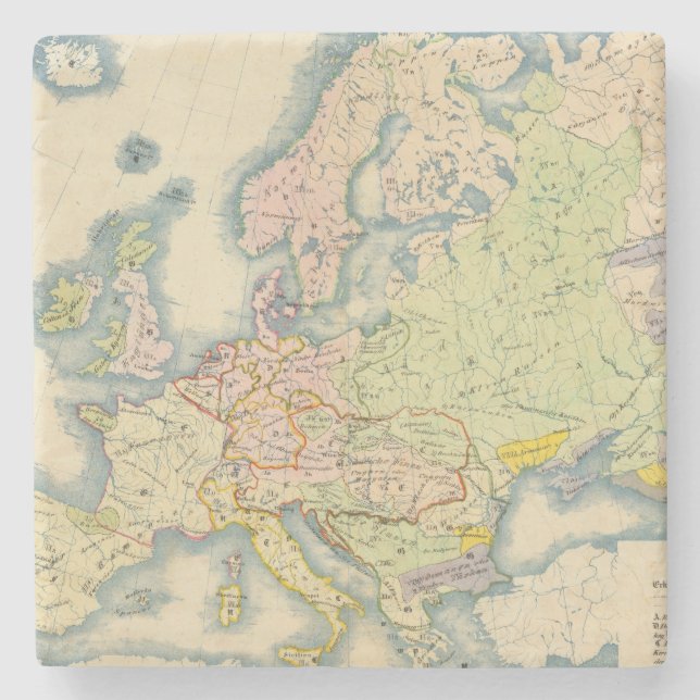 Porta-copo De Pedra Mapa etnográfico de Europa (Frente)