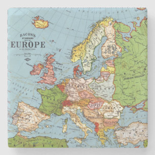 Porta-copo De Pedra Mapa Geral do Século 20 da Vintage Europa