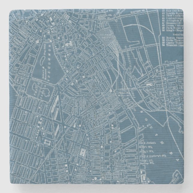 Porta-copo De Pedra Mapa gráfico de Boston (Frente)