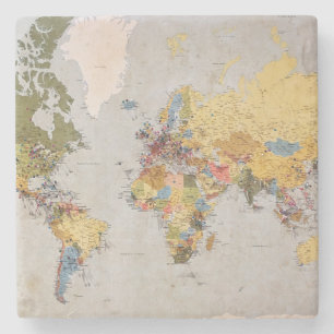 Porta-copo De Pedra mapa mundial