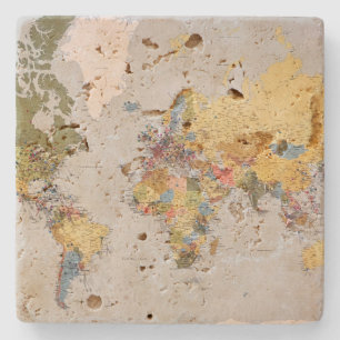 Porta-copo De Pedra mapa mundial