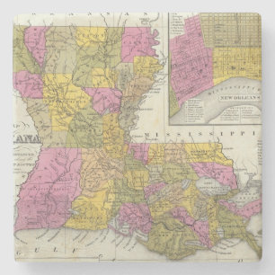 Porta-copo De Pedra Mapa novo de Louisiana 3