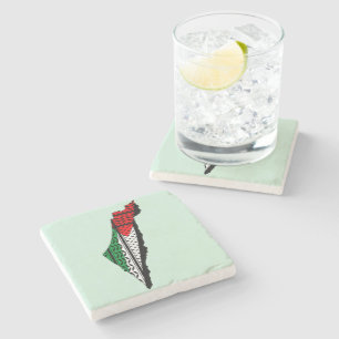 Porta-copo De Pedra Mapa Palestino que Bandeira e Padrão Keffiyeg