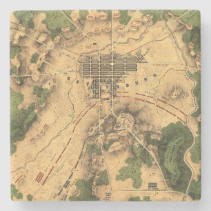 Porta-copo De Pedra Mapa Restaurado da Batalha de Gettysburg, 1863