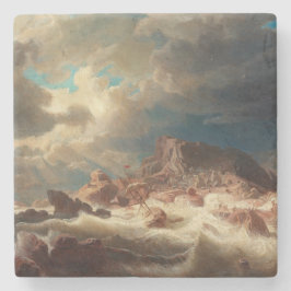 Porta-copo De Pedra Mar tempestuoso com um naufrágio (por Marcus Larso