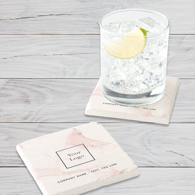 Porta-copo De Pedra Marble name rosa logo comercial elegante moderno (Criador carregado)