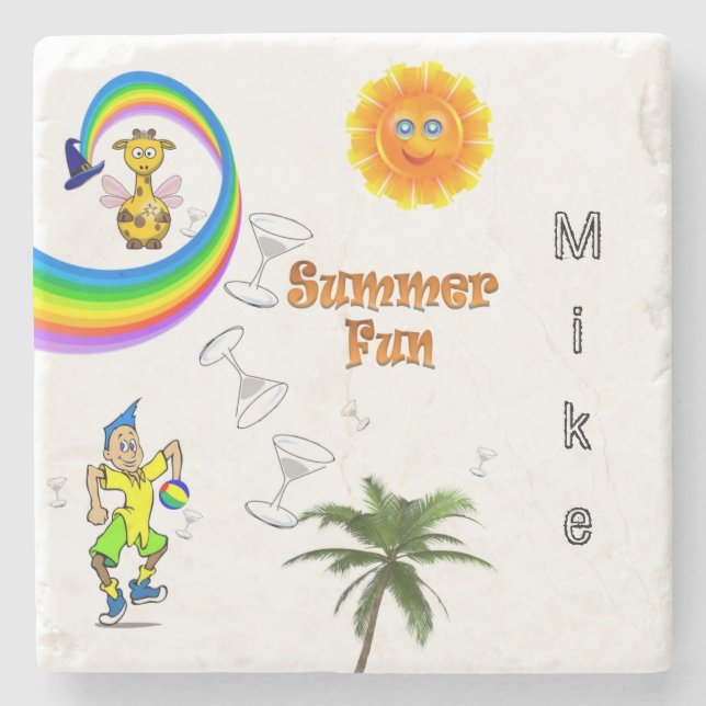 Porta-copo De Pedra Marble Stone Porta copos Beach (Frente)