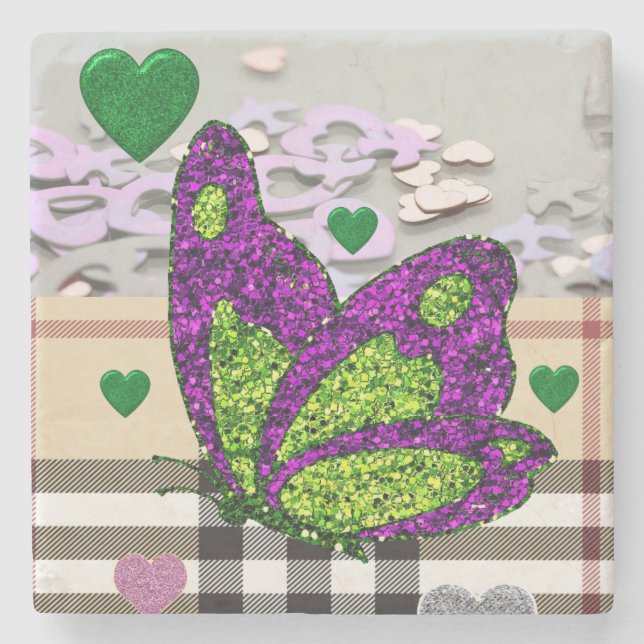 Porta-copo De Pedra Marble Stone Porta copos Borboleta (Frente)