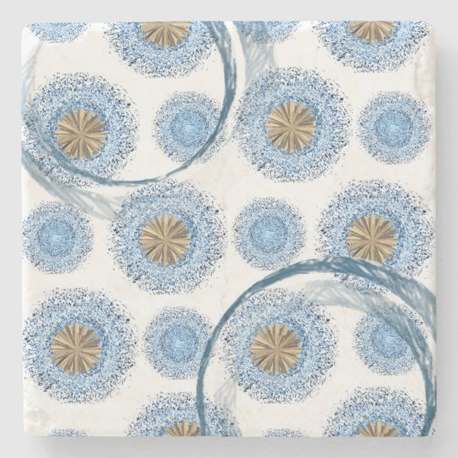 Porta-copo De Pedra Marble Stone Porta copos Floral (Frente)