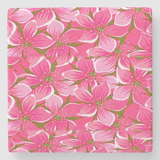 Porta-copo De Pedra Marble Stone Porta copos Floral (Frente)