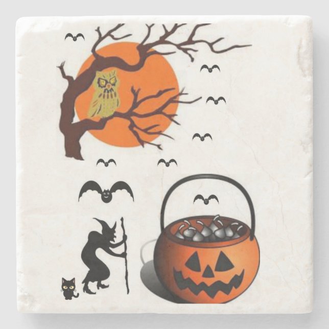 Porta-copo De Pedra Marble Stone Porta copos Halloween (Frente)