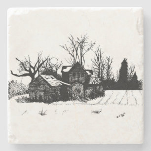 Porta-copo De Pedra Marble Stone Porta copos - Ink Winter Farmstead