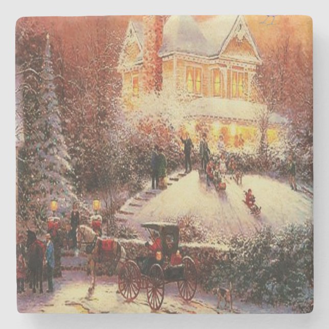 Porta-copo De Pedra Marble Stone Porta copos Natal (Frente)