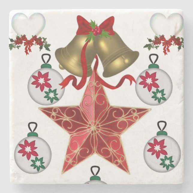 Porta-copo De Pedra Marble Stone Porta copos Natal (Frente)