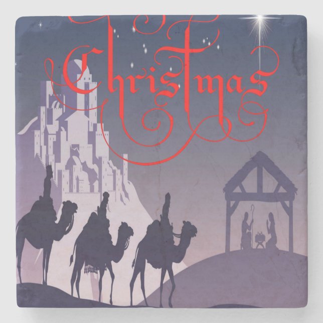 Porta-copo De Pedra Marble Stone Porta copos Natal (Frente)