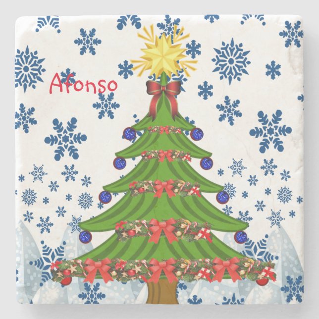 Porta-copo De Pedra Marble Stone Porta copos Natal (Frente)