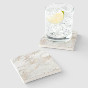 Porta-copo De Pedra Marble Stone White Dourada Beige Ivory Cream Cinza