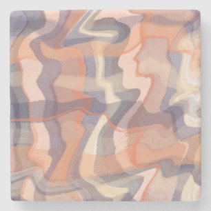 Porta-copo De Pedra Marble swirl tartan marrom marfim