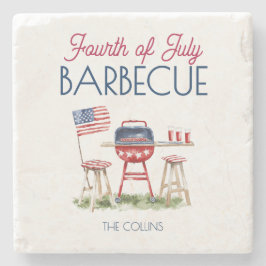 Porta-copo De Pedra Marca de Aquarela Sinalizador 4º de julho Festa de