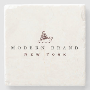 Porta-copo De Pedra Marca de Barco Costeiro Negro Vermelho Óxio Moder