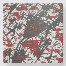 Porta-copo De Pedra Marcas de abstrato a preto e vermelho