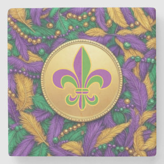 Porta-copo De Pedra Mardi Gras Fleur de lis