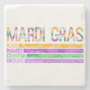 Porta-copo De Pedra Mardi Gras Miçangas Paradas do Crawfish King Cake