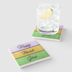 Porta-copo De Pedra Mardi Gras roxo de ouro verde s