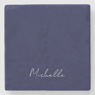 Porta-copo De Pedra Marinho Azul Cor Simples Cláusula do Nome Próprio