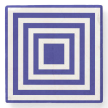 Marinho Azul e Listras Quadradas Brancas