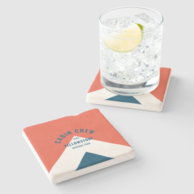 Porta-copo De Pedra Marinho Vermelho Retroativo de Destino Peronalizad (Lateral)