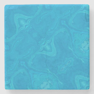 Porta-copo De Pedra Mármore Azul Abstrato Personalizado 