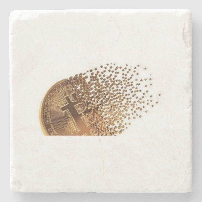 Porta-copo De Pedra Mármore bitcoin (Frente)