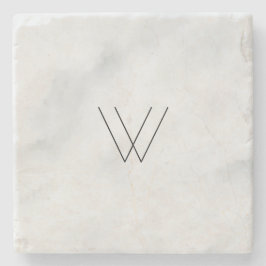 Porta-copo De Pedra Mármore Branco Monograma