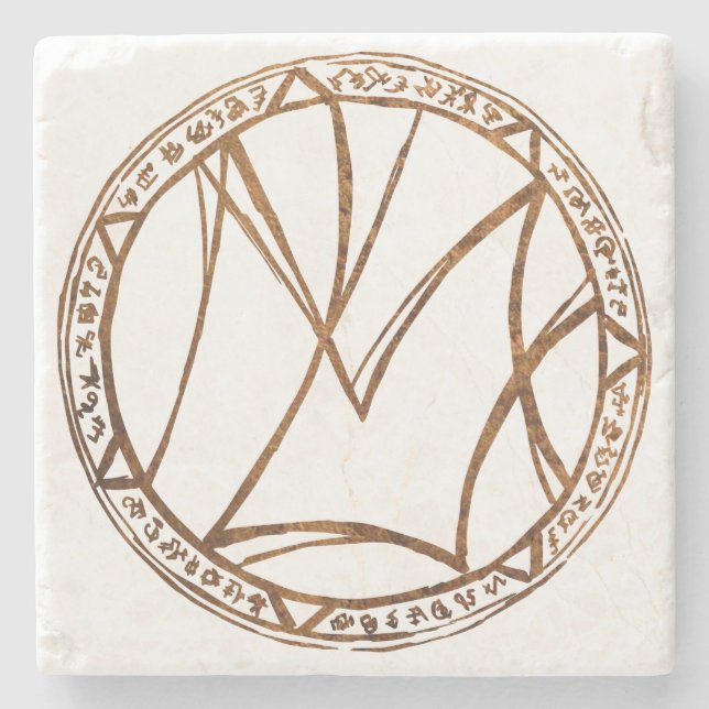 Porta-copo De Pedra Máscaras do logotipo inferior (Frente)