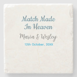 Porta-copo De Pedra Match made in heaven blue black couple name date