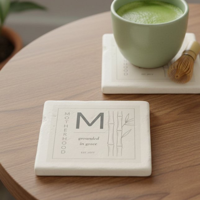 Porta-copo De Pedra Maternidade Fundamentada na Graça Botânica Mamãe (Coaster to celebrate motherhood - perfect for new mom, mother's day gift ..)