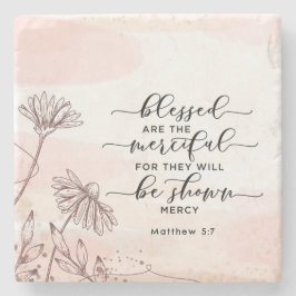Porta-copo De Pedra Mateus 5:7 Abençoados são a Bíblia misericordiosa 