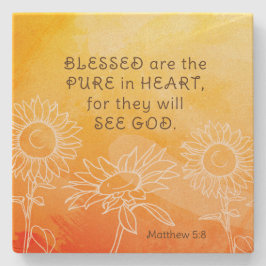Porta-copo De Pedra Mateus 5:8 Abençoados são Puros em Verso de Bíblia