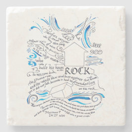 Porta-copo De Pedra Matthew 7 24 27 House on the Rock Bíblia Verse