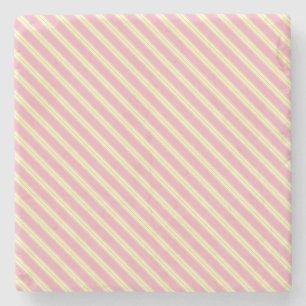 Porta-copo De Pedra Mauve Pink e Ecru, Porta copos de Stripes Square